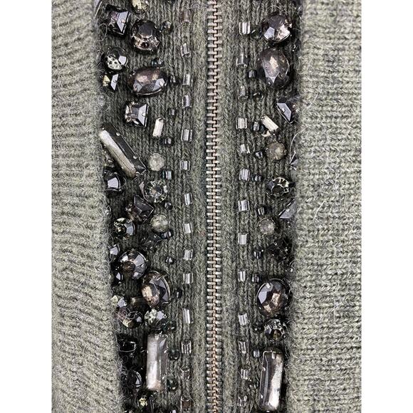 J. Crew Collection Women's M Green Beaded Full Zip Alpaca Blend Sweater Vest - Picture 2 of 5